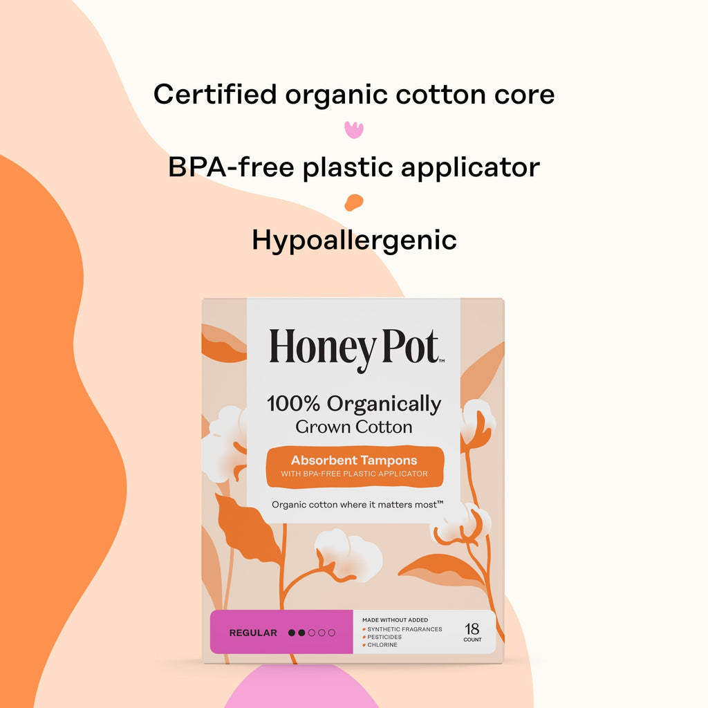 Regular 100% Organically Grown Cotton BPA Free Plastic Applicator Tampons
